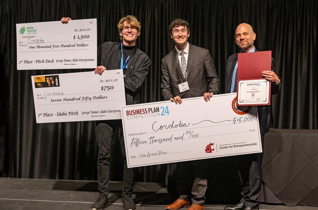 Cordoba venture team, who developed an AI plug-in for 3D modeling in architecture, wins the Herbert B. Jones Foundation $15,000 grand prize at WSU’s 21st annual Business Plan Competition.